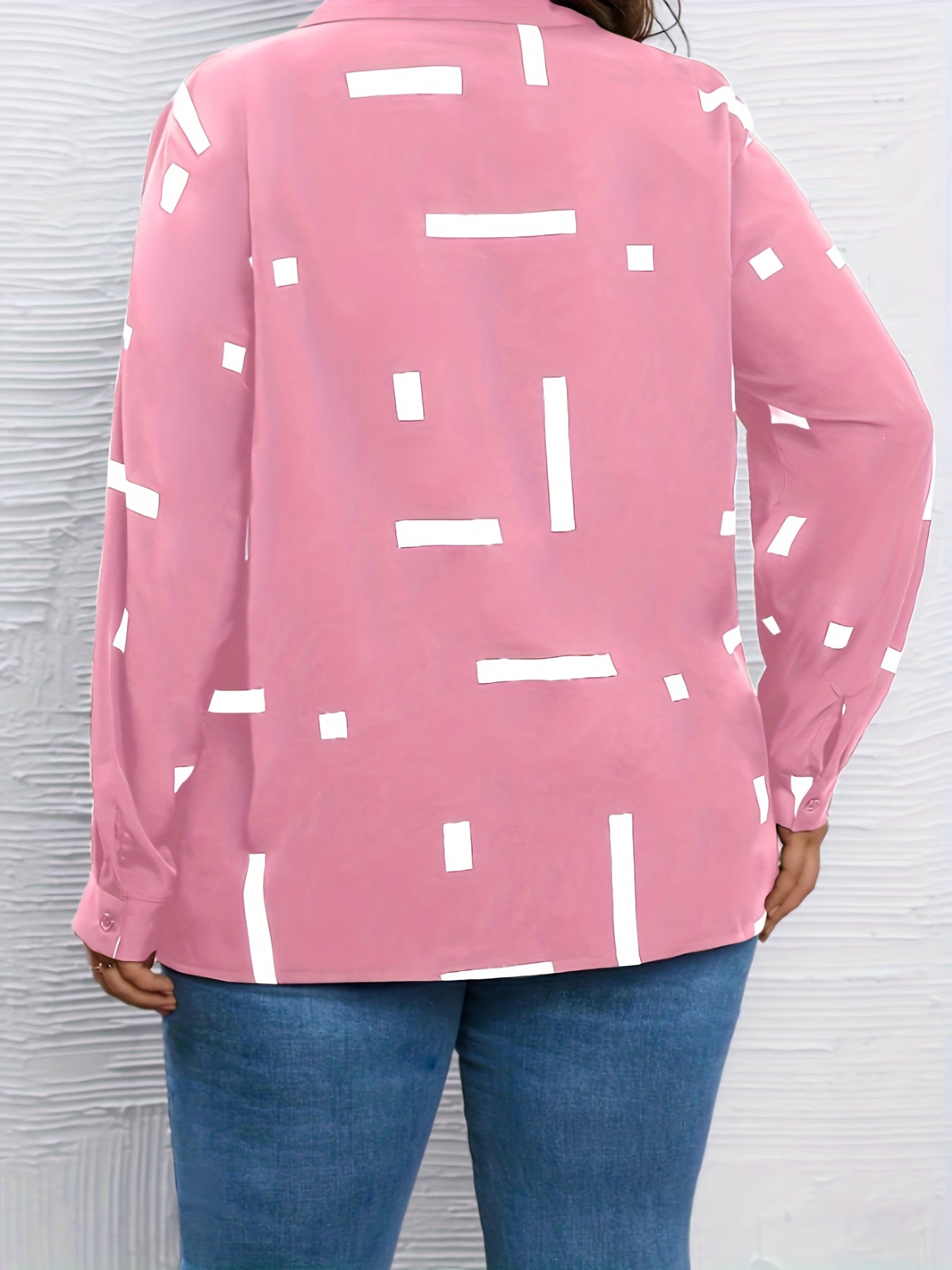  Stripe Print Button Up Long Sleeve Casual Blouse