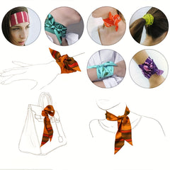 Orange Skinny Scarf & Scarf Ring Set Faux Pearl Camellia Shawl Buckle