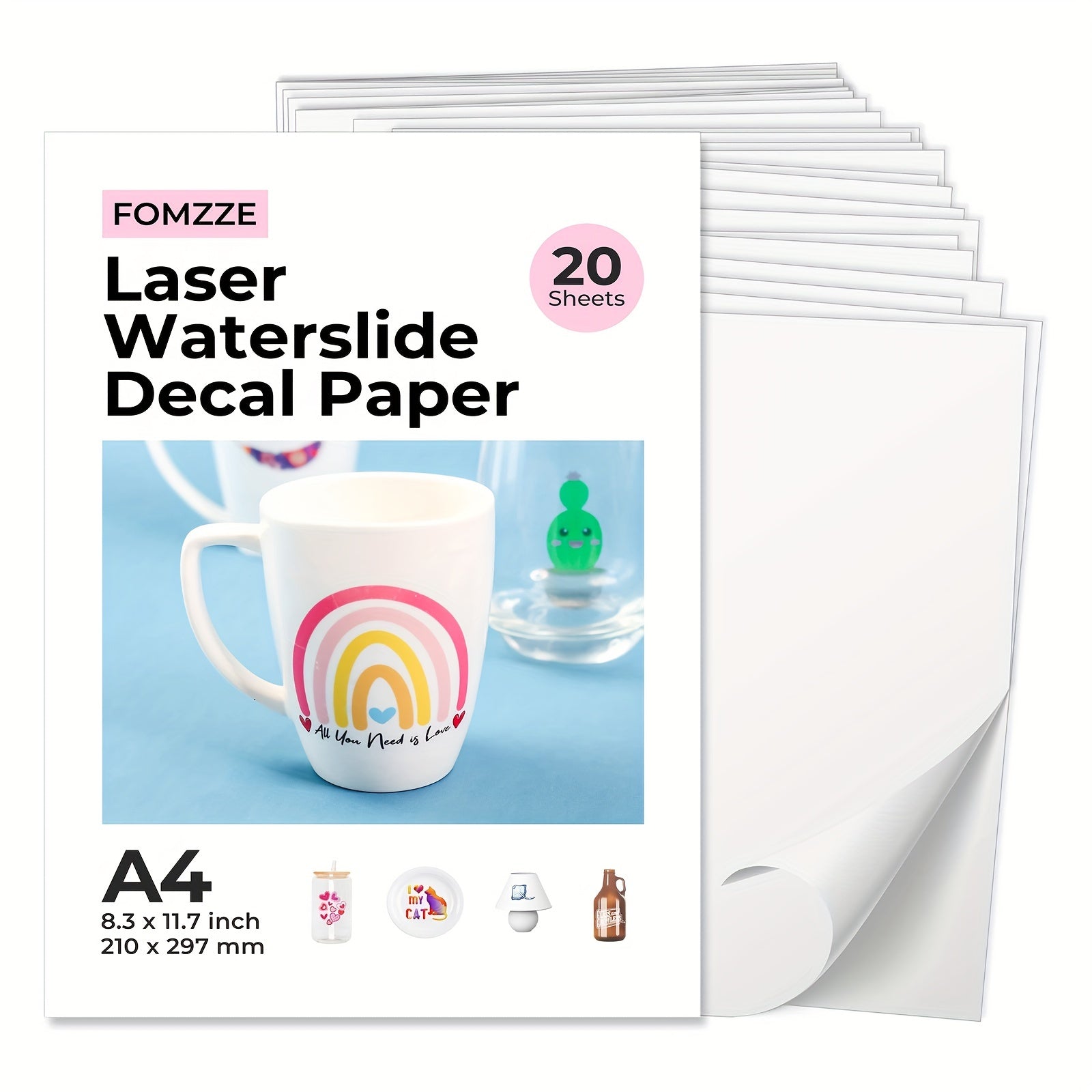 20 Sheets Waterslide Decal Paper 8.5x11 Clear For Laser Printers