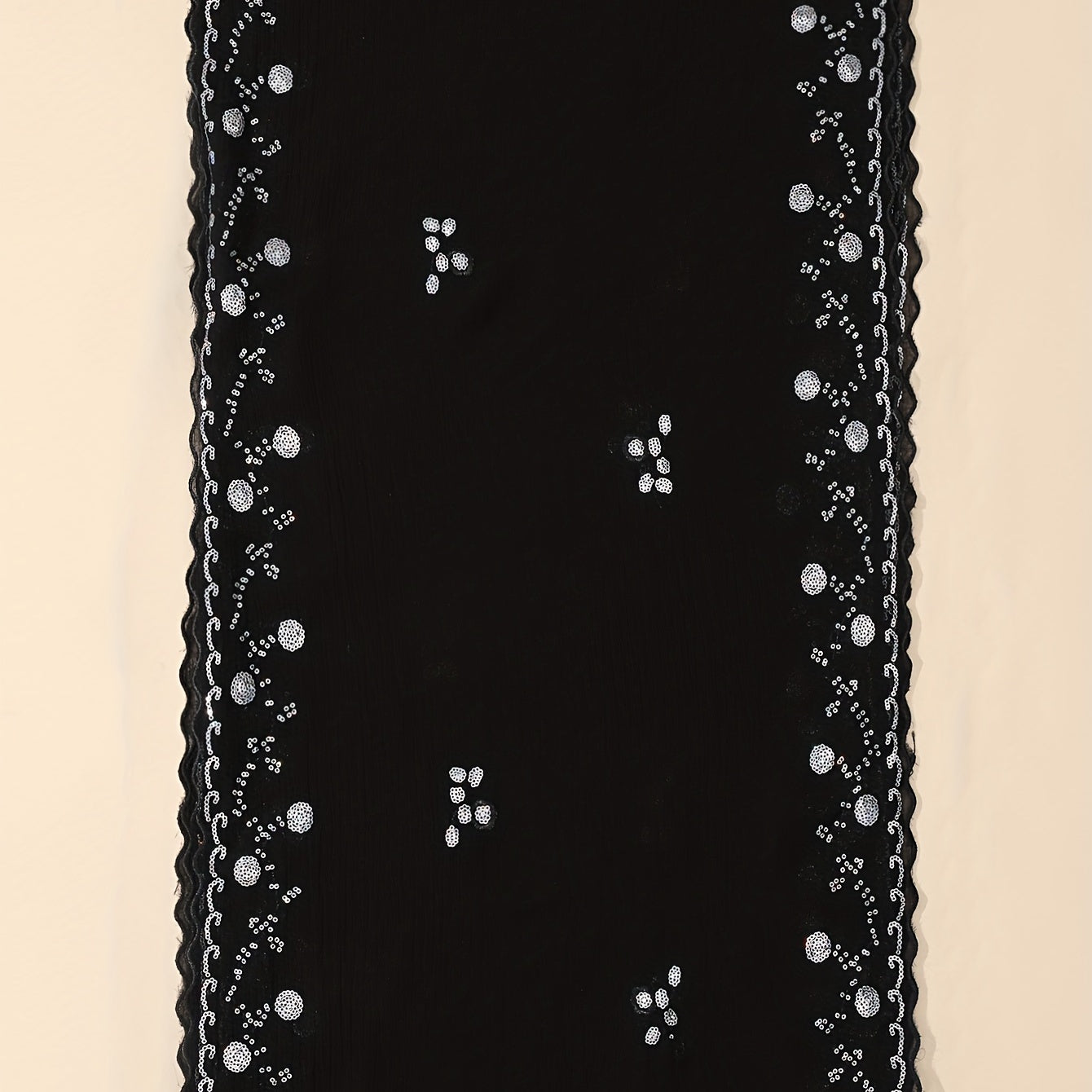Sequin Chiffon Shawl Vintage Thin Long Wrap Sunscreen Cap