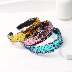 Y2K Gradient Sequin Headband Glitter Hair Band for Party Prom Women Girls