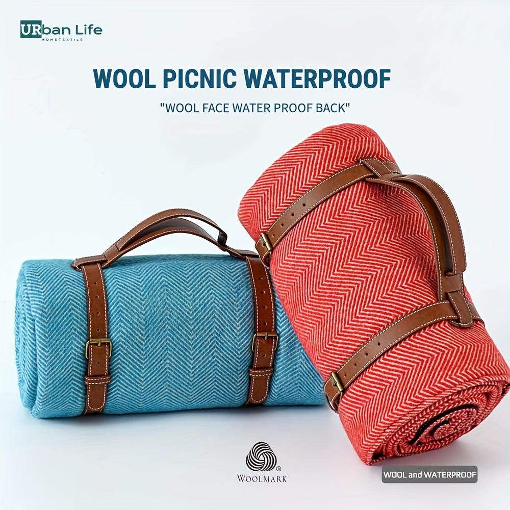 Outdoor Waterproof Wool Picnic Blanket for Camping