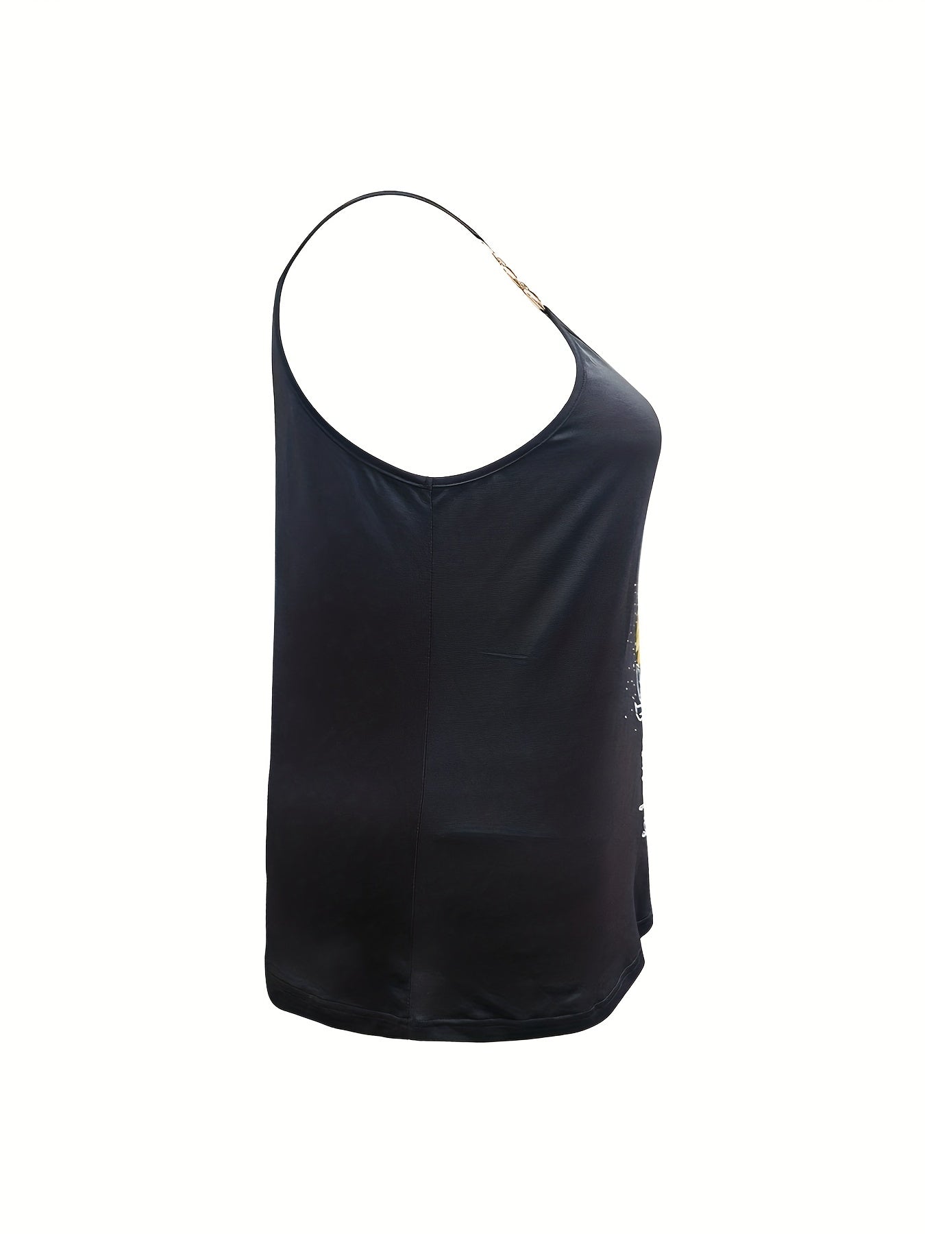  Sunflower Print Chain V Neck Cami Top