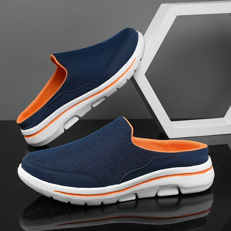 Men's Breathable Mesh Mules Lightweight Non-slip Shoes Dark Grey
