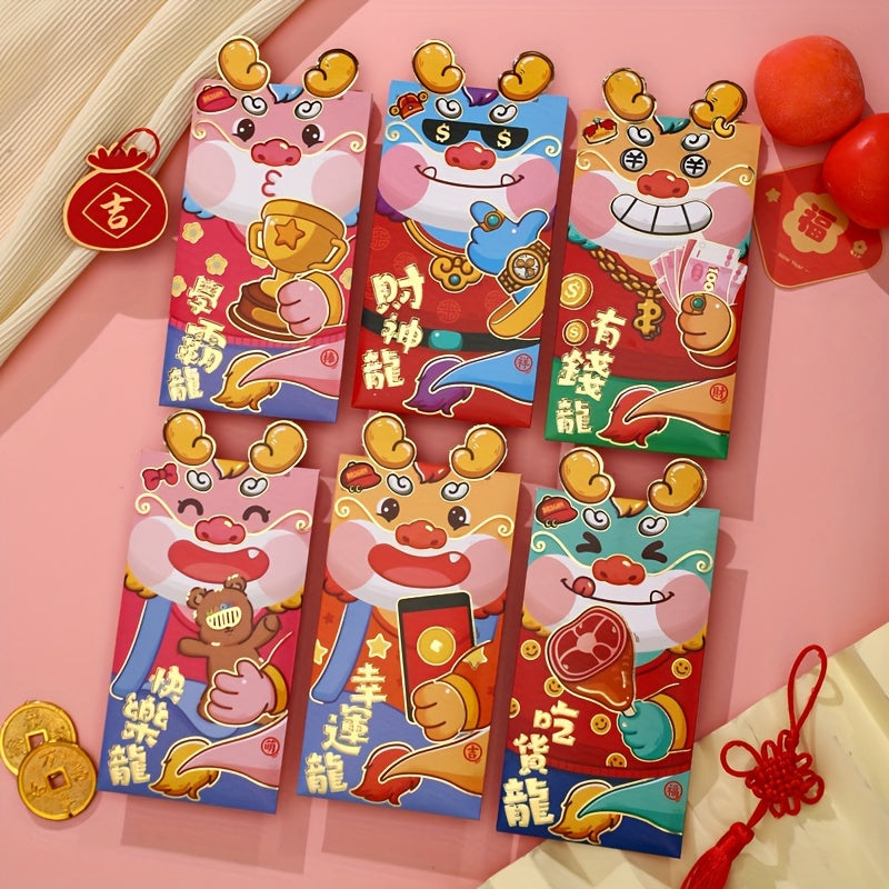 6 12pcs Dragon Year Red Envelope Cartoon 3D Lucky Universal Red Envelope