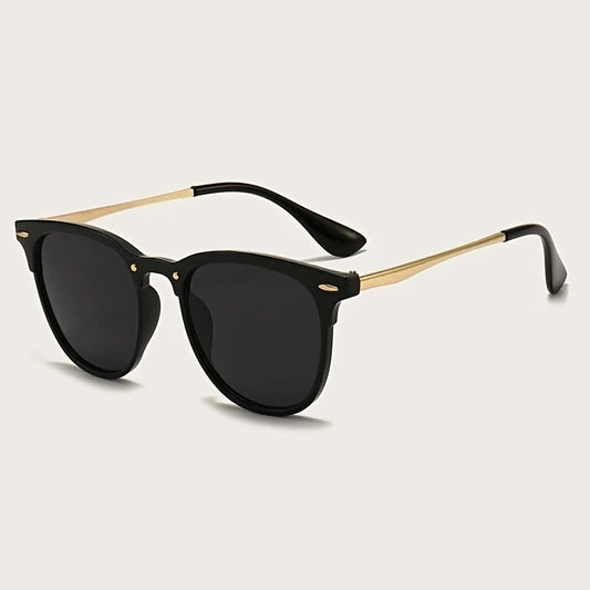 Round Metal Temple Vintage Oversized Sunglasses for Women