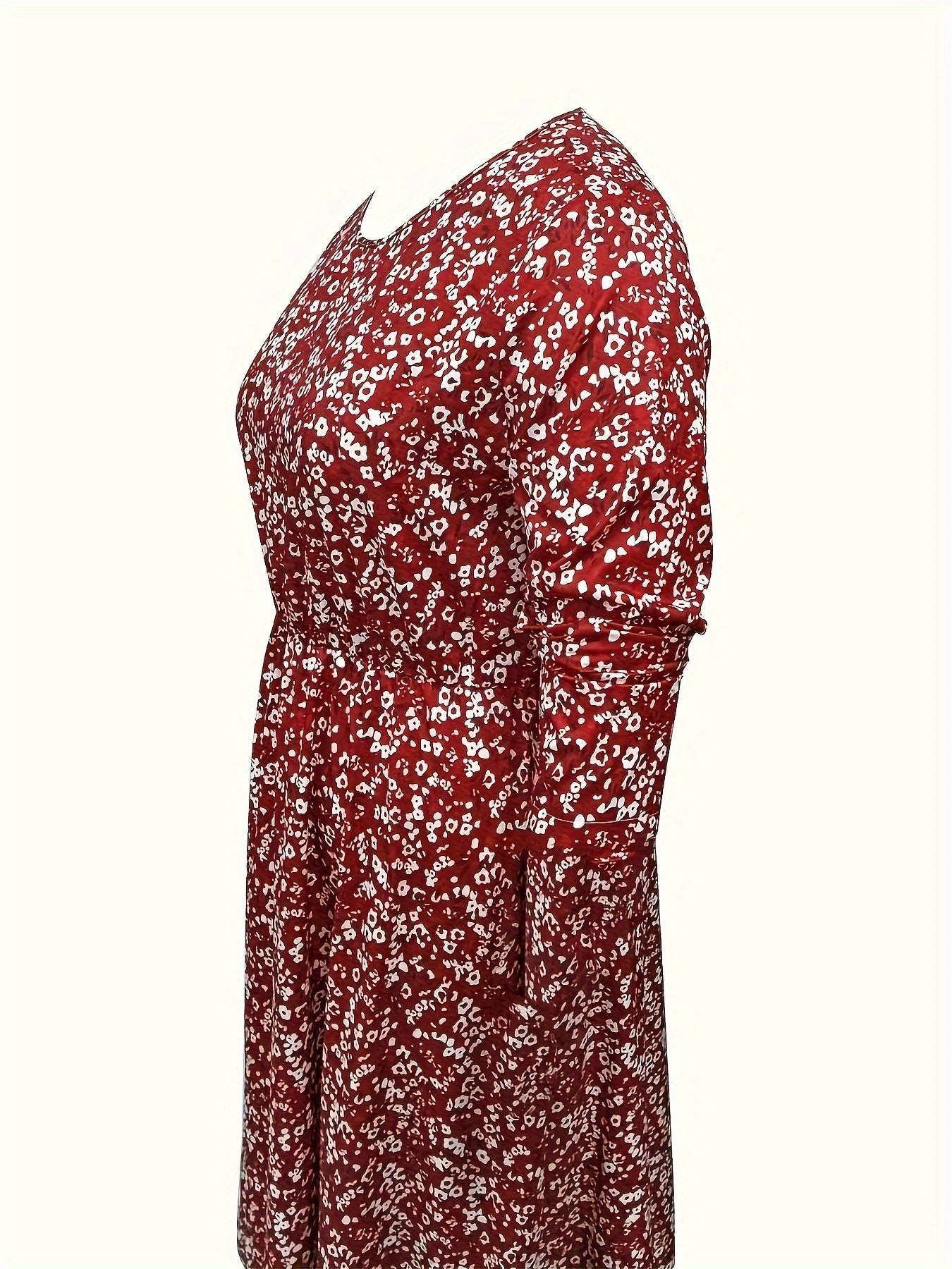  Boho Floral Print Long Sleeve Dress With Pockets
