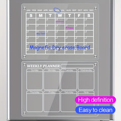 2pcs Magnetic Acrylic Dry Erase Board Week/Month Plan Message Display