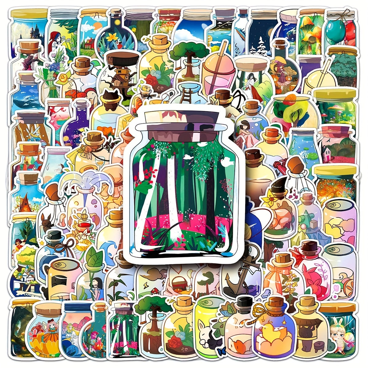 100pcs Cartoon Bottle Graffiti Stickers for Phone Laptop Car