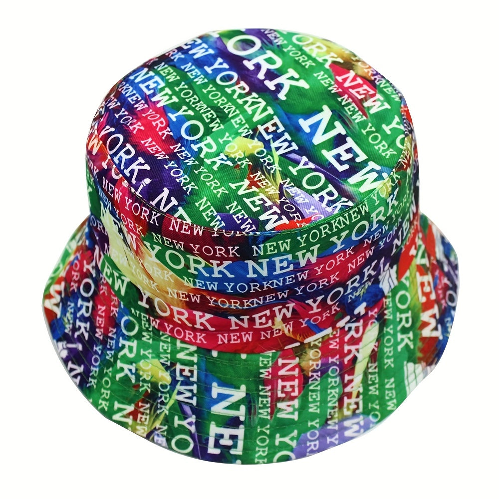 Letter Graffiti Bucket Hat Double Sided Wear Mens Womens Sunshade