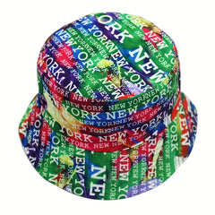 Letter Graffiti Bucket Hat Double Sided Wear Mens Womens Sunshade