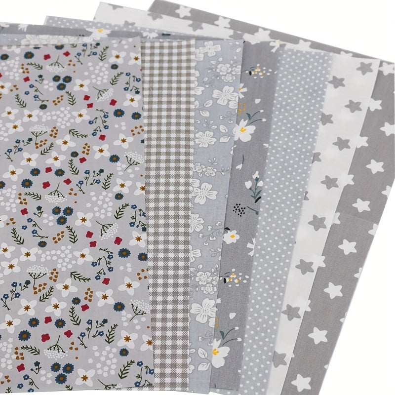 7pcs Gray Series Fabric for Doll Needlework DIY Sewing Quilting Material