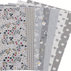 7pcs Gray Series Fabric for Doll Needlework DIY Sewing Quilting Material