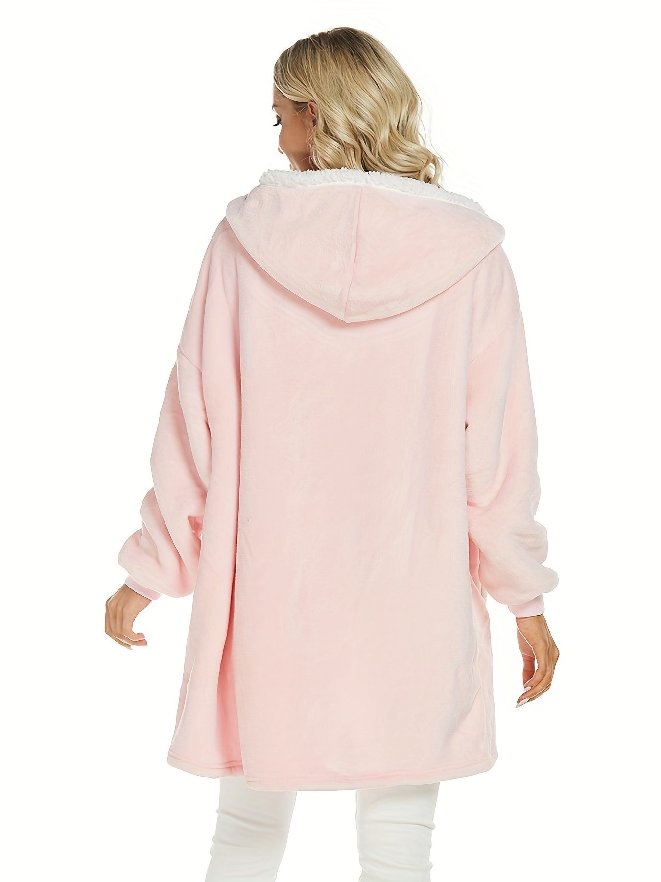 Solid Plush Hooded Lounge Top with Pockets