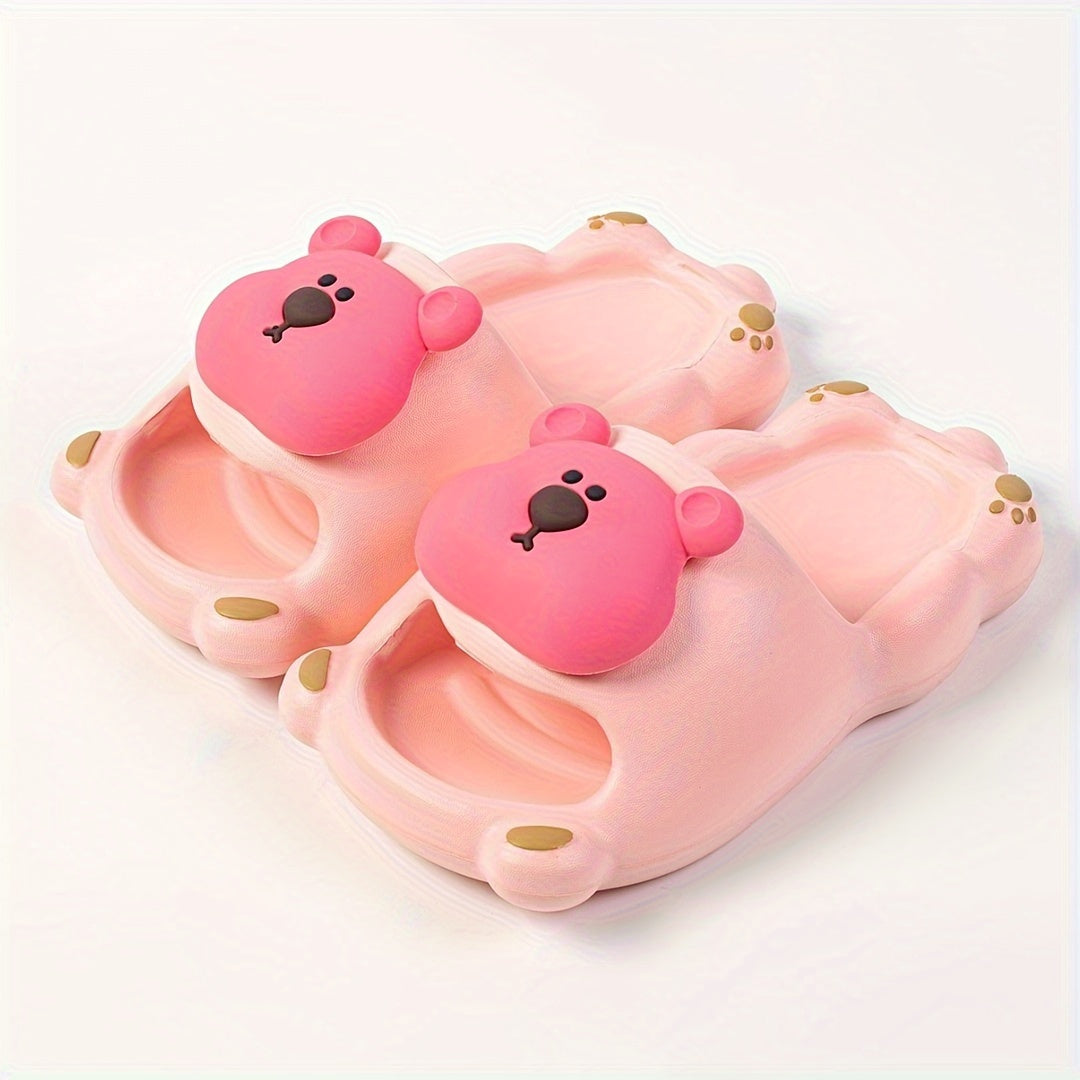 JIAGEYA Cartoon Bear Slippers For Boys Non Slip Lightweight Open Toe Slippers