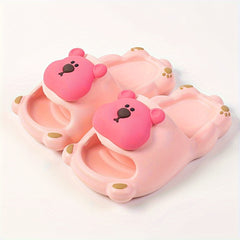 JIAGEYA Cartoon Bear Slippers For Boys Non Slip Lightweight Open Toe Slippers