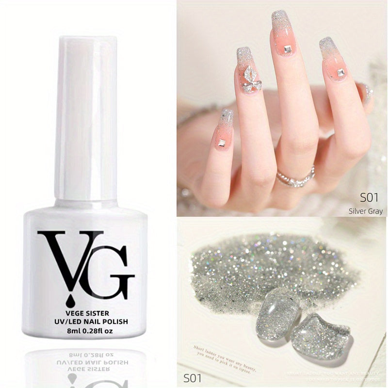 Reflective Glitter Gel Nail Polish with Cat Eye and Chameleon Effect