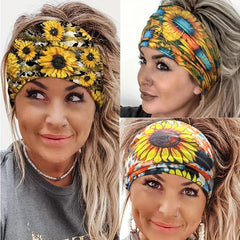 Sunflower Headband Boho Hair Band Sports Sweatband Hippie Style Hair Accessories