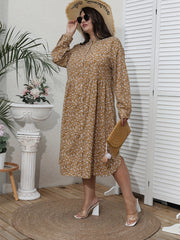  Floral Print Long Sleeve Shirt Dress