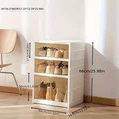 1pc Folding Shoe Rack Plastic Shoes Storage Box Space Saving Organizer