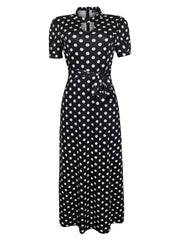 Polka Dot Short Sleeve Maxi Dress Women's Plus Size