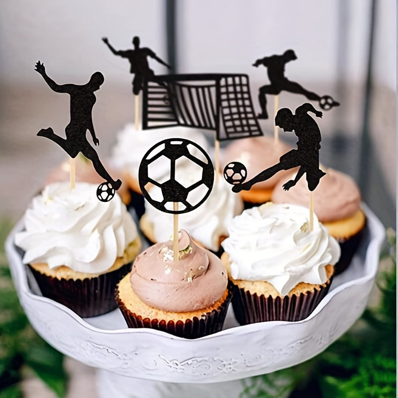 12pcs Soccer Figure Cake Topper Cupcake Decoration