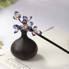 Wooden Hairpin Plate Hairpin Ink Gradient Flower Hairpin Hair Accessories