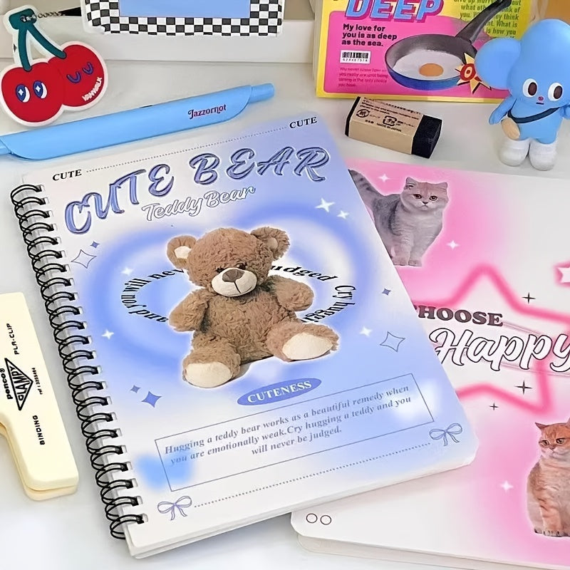 A5 Retro Bear Coil Book Cat Horizontal Notebook