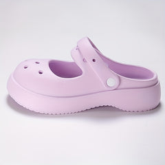 Women's Hollow Out Clogs Hole Shoes Solid Closed Round Toe Beach Slippers