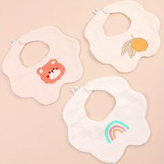 3pcs Baby Bibs Heart Sun Flower Newborn Burp Cloth Kid Cotton Saliva Towel