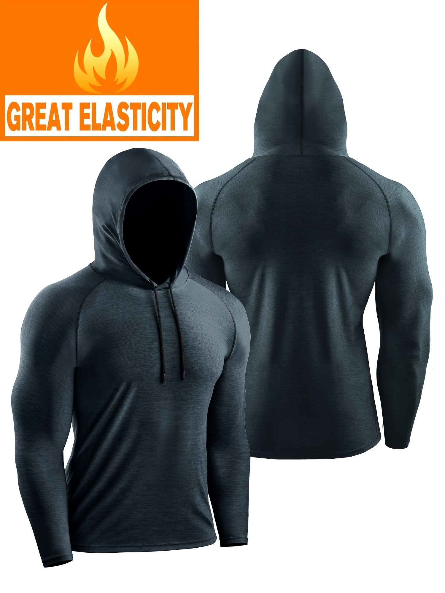 Men's Workout Hooded Shirt Active Mid Stretch Breathable Quick Dry Sports Shirt