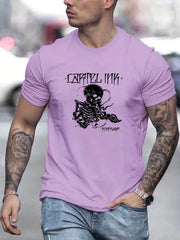 Men's Skeleton Graphic T shirt Casual Tee for Summer Outdoor