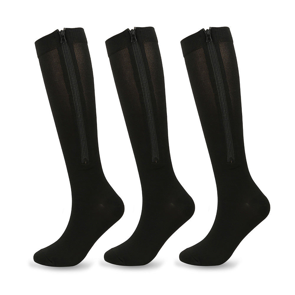 Compression Knee High Socks w/ Zip 3 Pack for Men and Women
