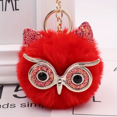 Glasses Owl Plush Keychain Bag Pendant Car Key Chain Accessories
