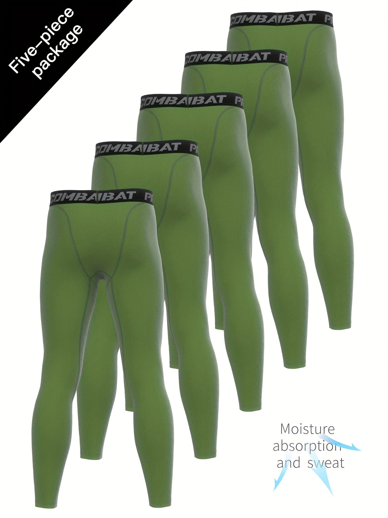 Men's 5pcs Solid Leggings Active Quick Drying Sports Compression Pants