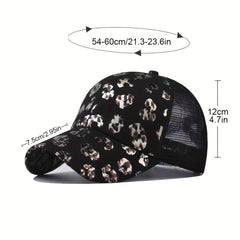 Leopard Print Ponytail Baseball Cap for Men and Women