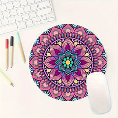Floral Patterns Mouse Pad Round Non-slip Rubber Mouse Mat