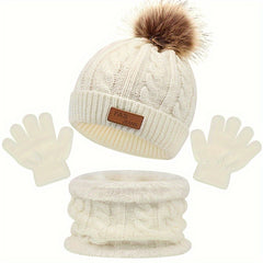 3pcs Children's Winter Scarf Gloves Hat Set for Boys and Girls
