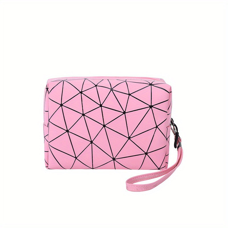 Argyle Pattern Cosmetics Bag PU Leather Makeup Storage Bag