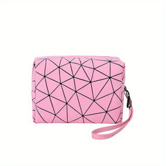 Argyle Pattern Cosmetics Bag PU Leather Makeup Storage Bag