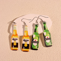 Beer Bottle Graffiti Dangle Earrings Acrylic Gift Women Girls