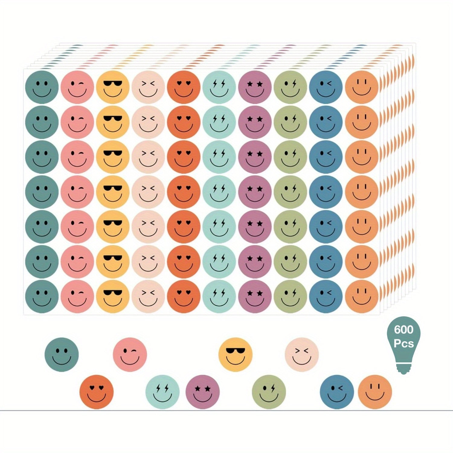 Colorful Happy Face Stickers 3 8 Inch Boho Reward Labels 10 Styles