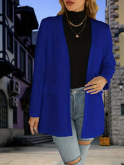  Solid Long Sleeve Open Front Blazer