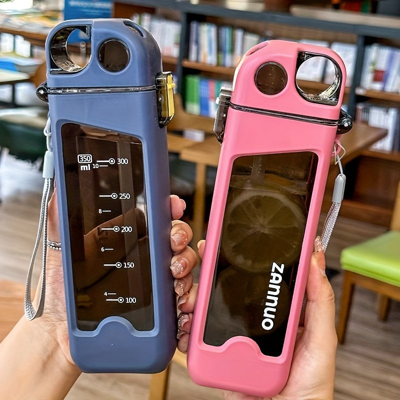 350ml Leakproof Square Water Cup with Straw for Outdoor Travel