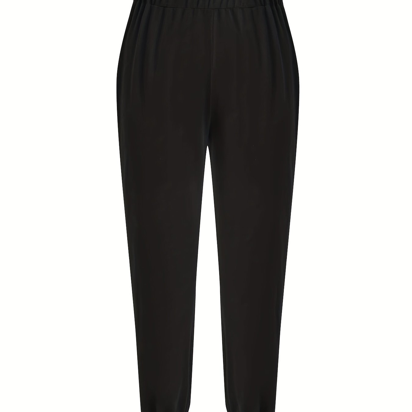  Women's Solid Elastic Zipper Stretch Sweatpants
