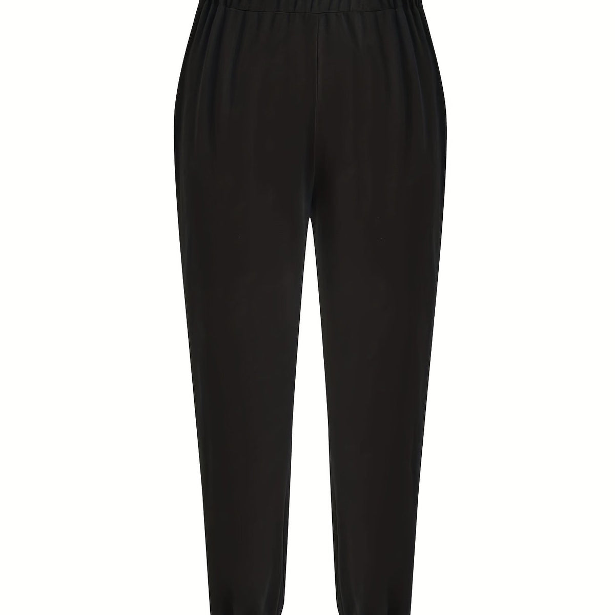  Women's Solid Elastic Zipper Stretch Sweatpants