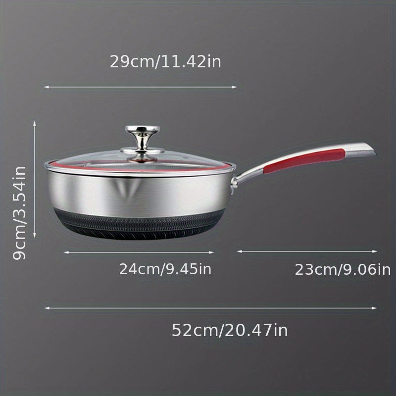 Stainless Steel Wok 29cm Honeycomb Coating Deep Frying Pan