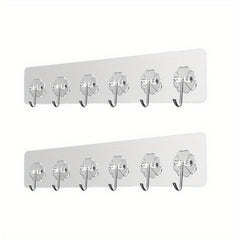 2pcs Heavy Duty Wall Hooks for Hanging Clothes and Towels Adhesive Hooks Clear