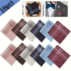 10pcs Classic Plaid Handkerchiefs for Gentlemen - Enhance Your Style