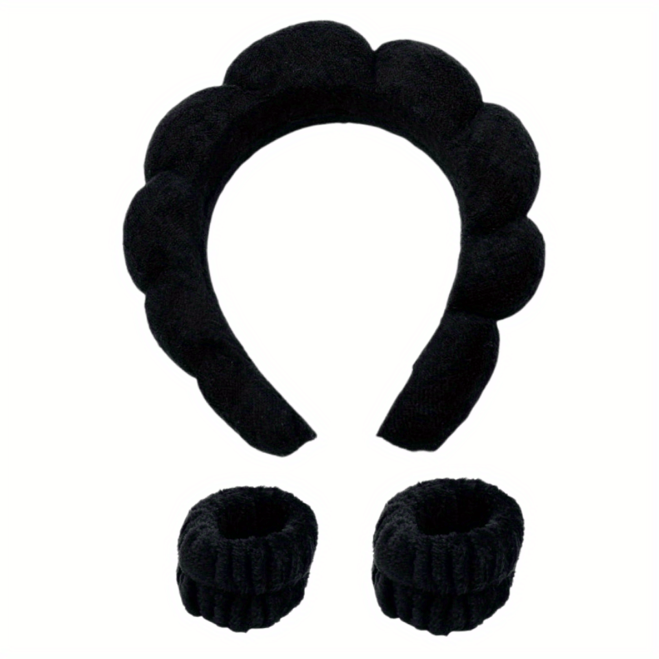 3pcs Puffy Headband Sponge Padded Headdress for Skincare Makeup